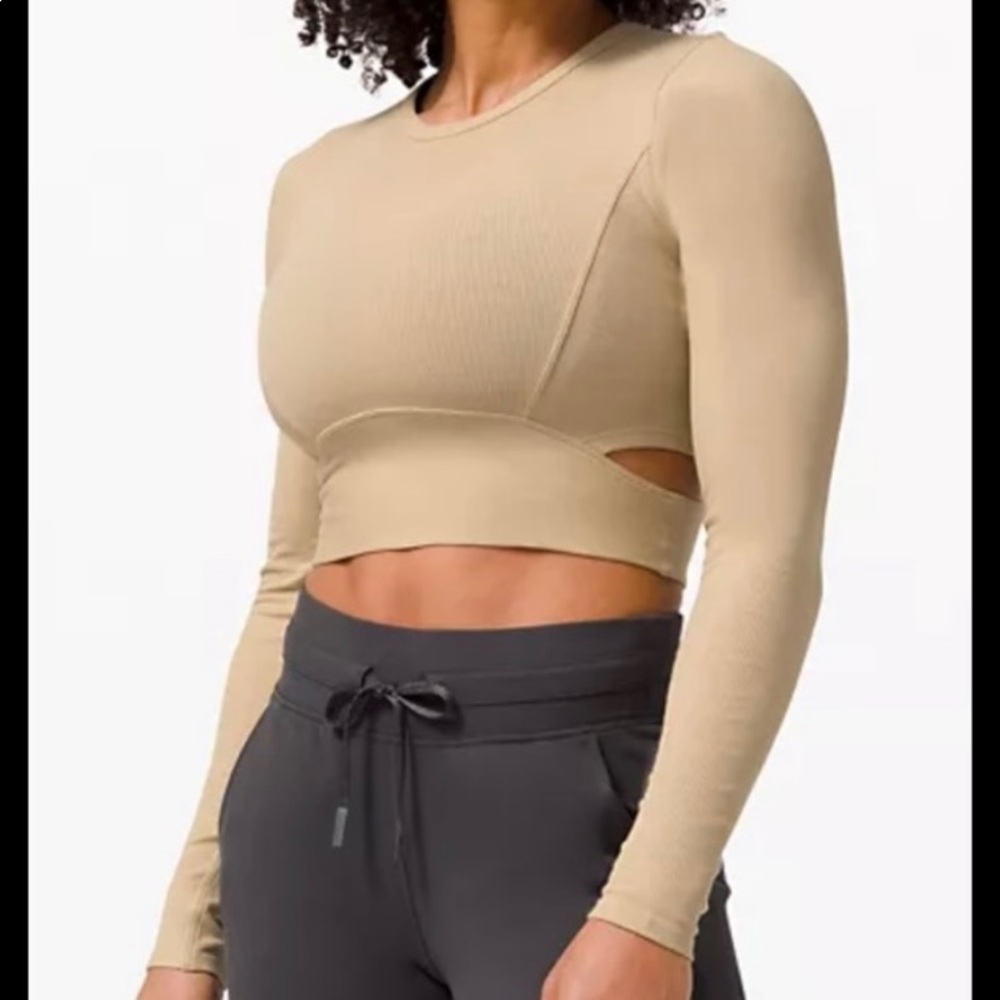 Lululemon LA Cut-Out-Waist Crop Long Sleeve - Trench Size 8